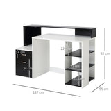 easycomfort easycomfort scrivania per ufficio con ripiano stampante 2 cassetti e 3 mensole in mdf bianco e nero 137 x 55 x 92cm ean 8054111847940