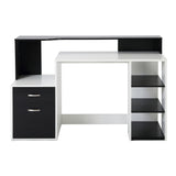 easycomfort easycomfort scrivania per ufficio con ripiano stampante 2 cassetti e 3 mensole in mdf bianco e nero 137 x 55 x 92cm ean 8054111847940