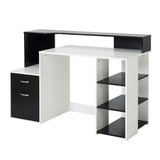 easycomfort easycomfort scrivania per ufficio con ripiano stampante 2 cassetti e 3 mensole in mdf bianco e nero 137 x 55 x 92cm ean 8054111847940