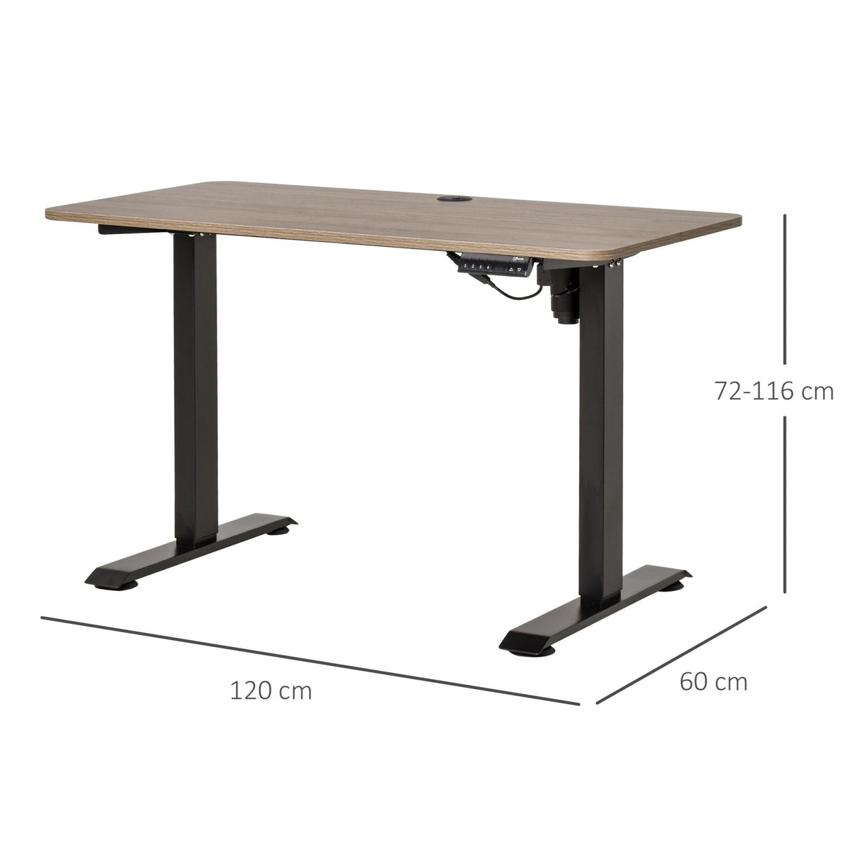 easycomfort easycomfort scrivania sollevabile a 4 altezze regolazione elettrica struttura in metallo e legno teak nero
