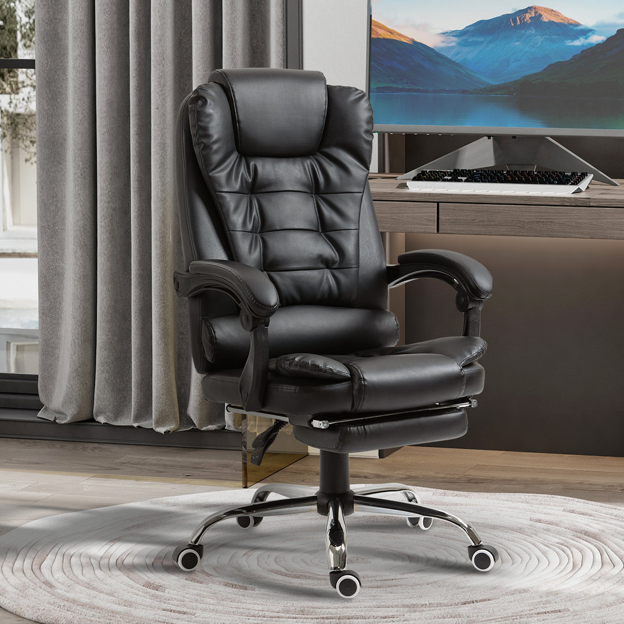 easycomfort easycomfort sedia da ufficio ad altezza regolabile con schienale reclinabile e poggiapiedi 64 5x69x109 117 cm nero