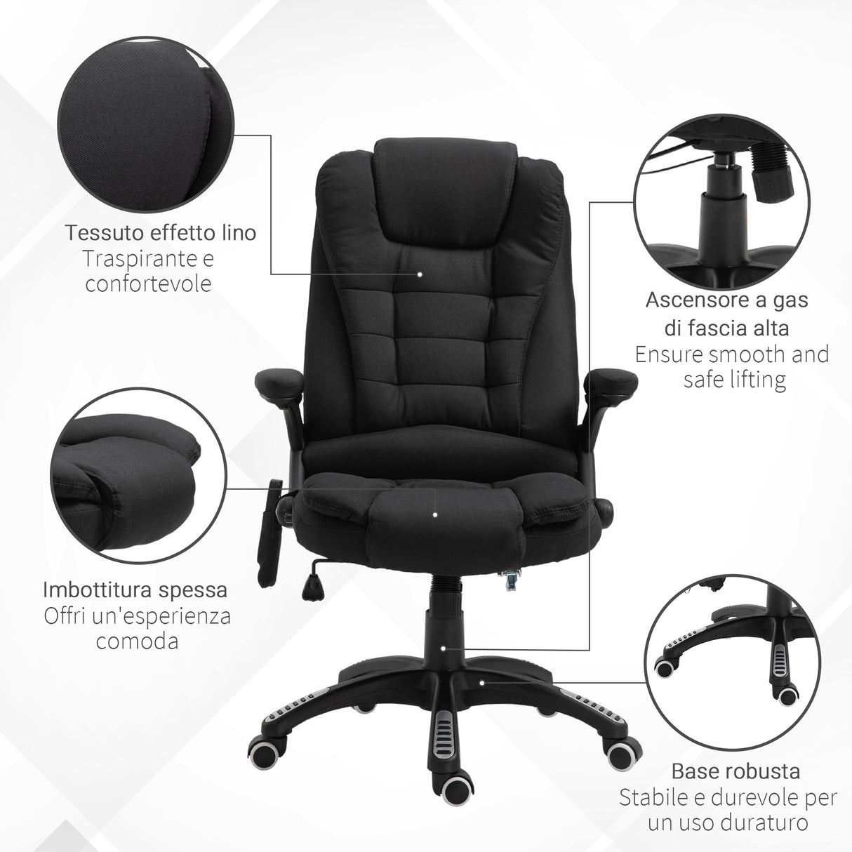 easycomfort easycomfort poltrona massaggiante da ufficio e casa con altezza regolabile e 6 punti di massaggio 67x74x107 116 cm nera