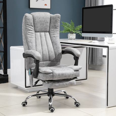 easycomfort easycomfort poltrona da ufficio massaggiante riscaldante altezza e reclinazione regolabili poggiapiedi retrattile 62x67x113 120cm grigio