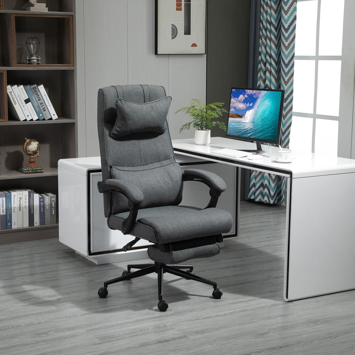 easycomfort easycomfort sedia da ufficio ergonomica ad altezza regolabile con braccioli e poggiapiedi 66x70x115 123 cm grigia