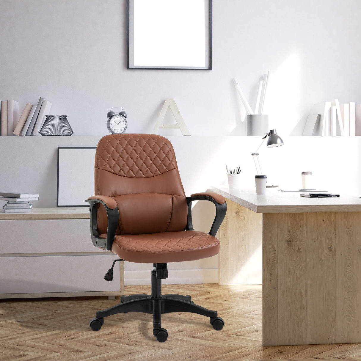 easycomfort easycomfort sedia da ufficio a dondolo con 2 punti massaggianti e porta usb poltrona da ufficio in finta pelle marrone con altezza regolabile 59x63x92 101cm ean 8054144136585