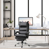 easycomfort easycomfort poltrona da ufficio in finta pelle nera sedia direzionale altezza regolabile con schiena alta reclinabile 155 e poggiapiedi ean 8054144139029