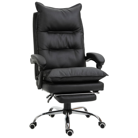 easycomfort easycomfort poltrona da ufficio in finta pelle nera sedia direzionale altezza regolabile con schiena alta reclinabile 155 e poggiapiedi ean 8054144139029