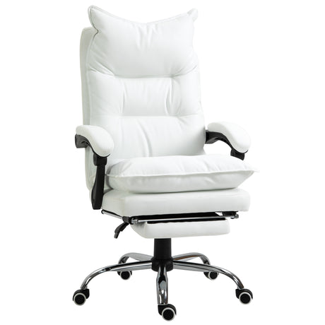 easycomfort easycomfort poltrona da ufficio in finta pelle bianca altezza regolabile con schienale reclinabile 155 e poggiapiedi ean 8054144139494