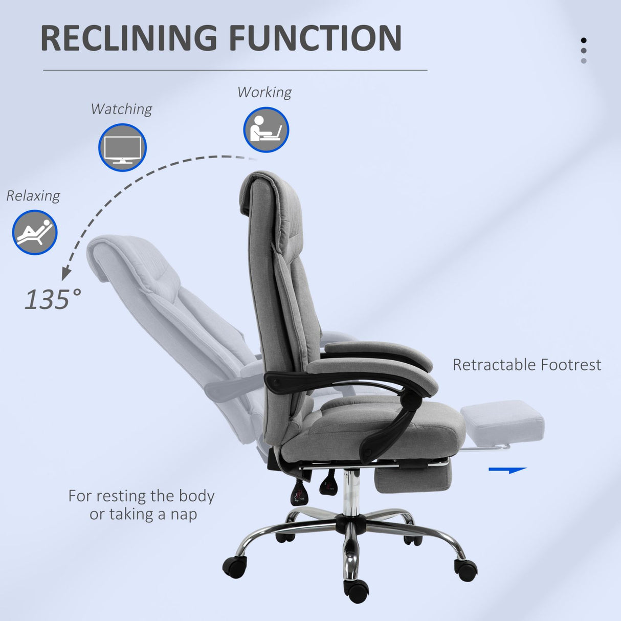 easycomfort easycomfort sedia da ufficio ergonomica girevole sedia da scrivania con rotelle poggiapiedi retrattile e reclinabile 135 altezza regolabile grigio