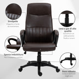 easycomfort easycomfort sedia da ufficio ergonomica sedia girevole con schienale alto e dondolo altezza regolabile e ruote 61 5x66x113 123cm marrone