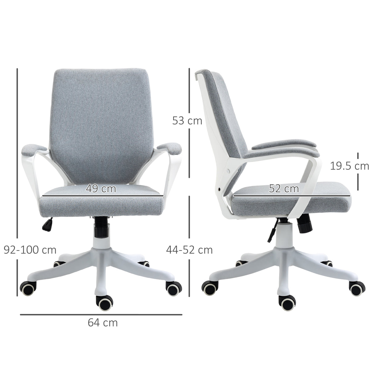 easycomfort easycomfort sedia da ufficio ergonomica altezza regolabile e funzione dondolo poltrona girevole con ruote 62x69x92 100cm grigio bianco