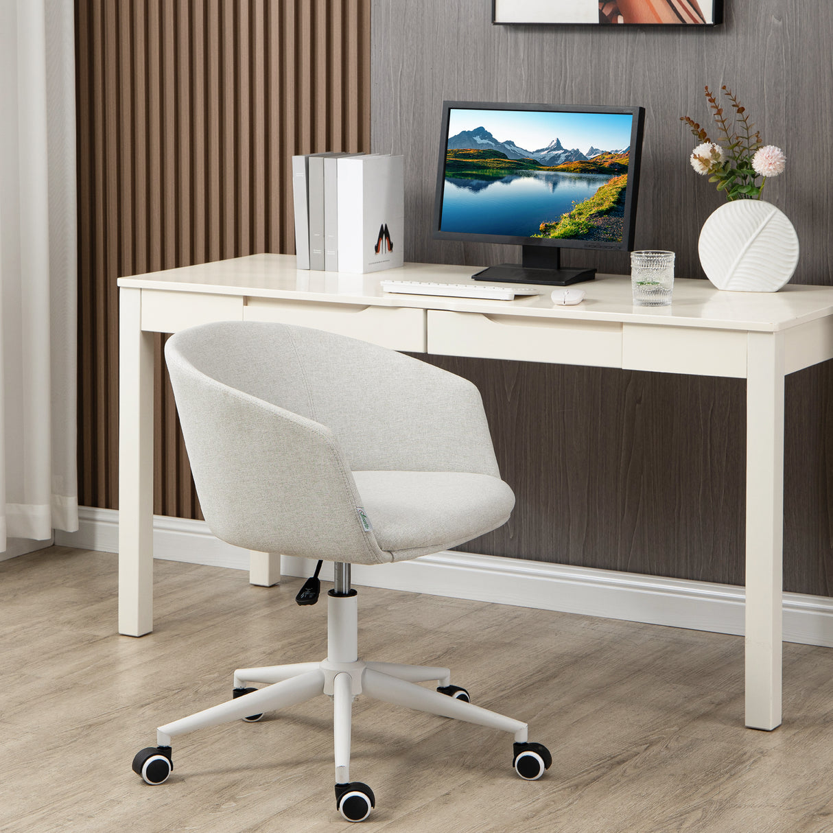 easycomfort easycomfort sedia da ufficio con altezza regolabile ruote e seduta girevole in tessuto grigio chiaro