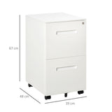 easycomfort easycomfort cassettiera ufficio con ruote schedario portadocumenti a 2 cassetti con serratura e 2 chiavi in acciaio 39x48x67cm bianco