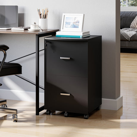 easycomfort easycomfort armadietto da ufficio con 2 cassetti e 5 ruote schedario in mdf e truciolato 43x45x72 cm nero