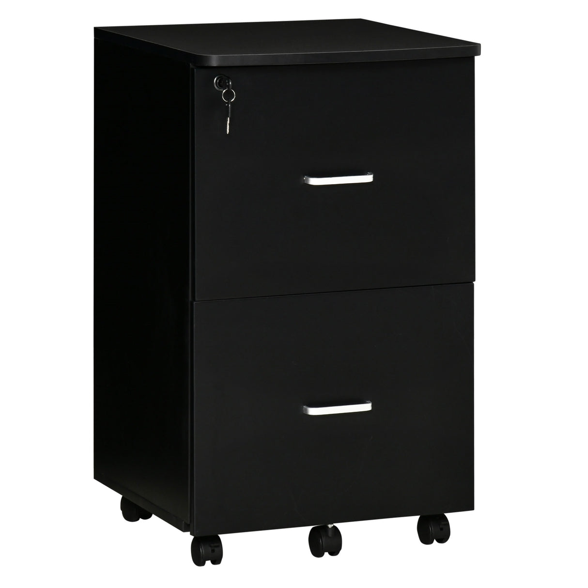 easycomfort easycomfort armadietto da ufficio con 2 cassetti e 5 ruote schedario in mdf e truciolato 43x45x72 cm nero