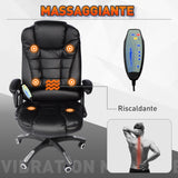 easycomfort easycomfort poltrona massaggiante da ufficio ad altezza regolabile con 6 punti massaggianti in pu 62x68x111 121 cm nera ean 8054144134161