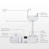 easycomfort easycomfort lavabo portatile da campeggio con 2 ruote serbatoio acqua 17l cisterna di scarico 24l e serbatoio sapone 3.5l