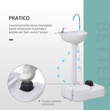 easycomfort easycomfort lavabo portatile da campeggio con 2 ruote maniglia serbatoio acqua 17l e serbatoio sapone 3.5l