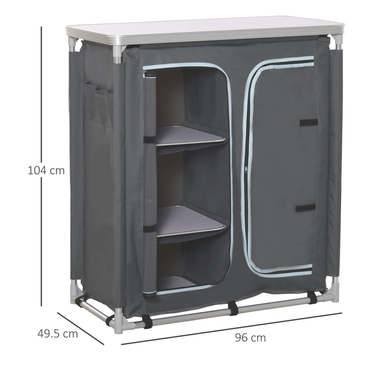 easycomfort easycomfort cucina da campeggio in alluminio con doppio armadietto 3 mensole e sacca di trasporto