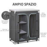 easycomfort easycomfort cucina da campeggio in alluminio con doppio armadietto 3 mensole e sacca di trasporto