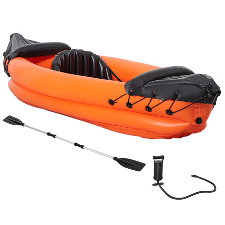 easycomfort canoa gonfiabile 2 posti in pvc con 2 remi in alluminio e accessori arancione