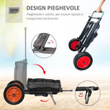 easycomfort easycomfort carrello da spiaggia pieghevole con tasca in rete manico telescopico e cavalletto 82x67x81 cm