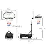 easycomfort canestro basket per bambini ad altezza regolabile 132.5   161.5 cm con base riempibile e ruote multicolore