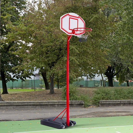 easycomfort easycomfort canestro basket autoportante con altezza regolabile 210 260cm e ruote rosso