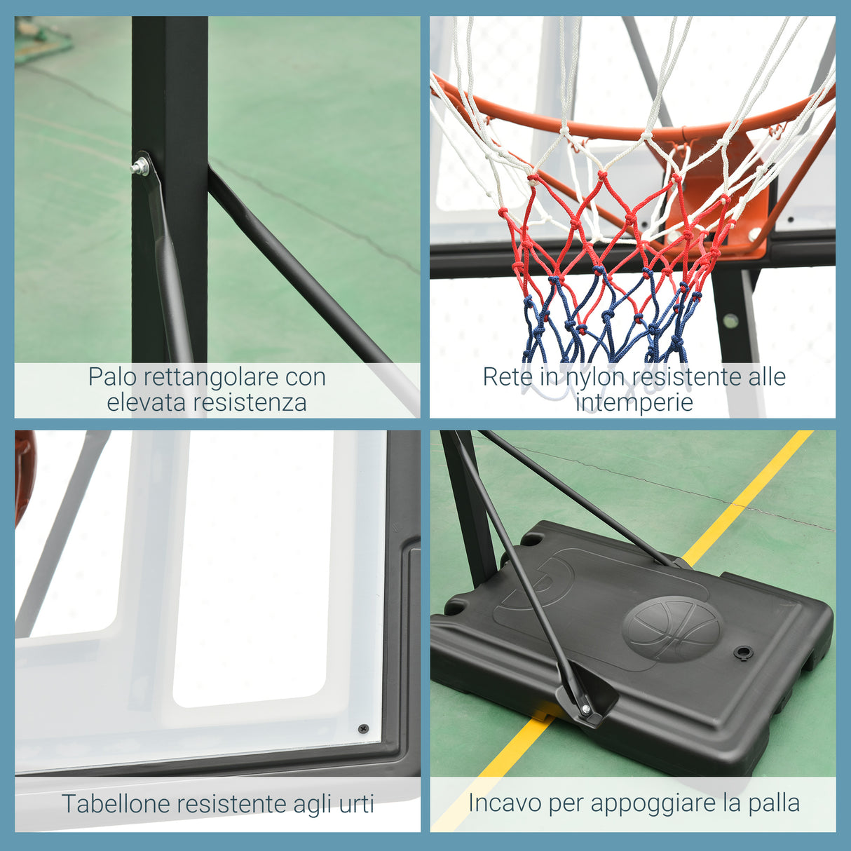 easycomfort easycomfort canestro basket per adulti con altezza regolabile 302 352cm struttura in acciaio pe e pvc nero