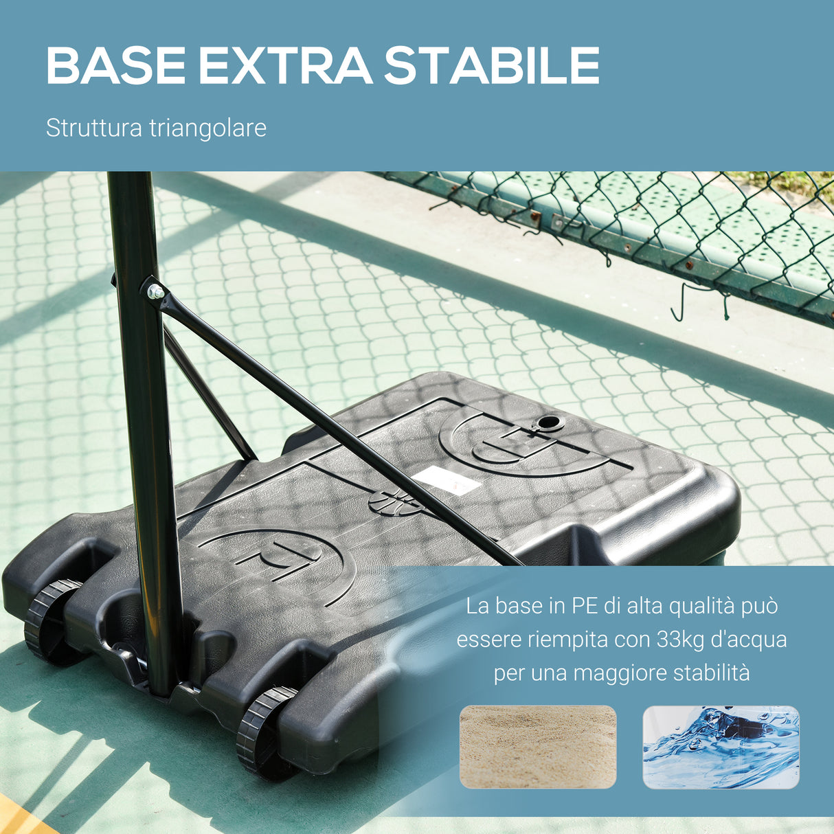 easycomfort canestro basket altezza regolabile 5 livelli 175 215cm struttura metallo con ruote nero