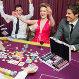 easycomfort valigetta poker professionale in alluminio set con 200 fiches e 2 mazzi per texas hold em e blackjack