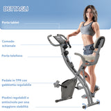 easycomfort easycomfort cyclette pieghevole 2 in 1 resistenza magnetica regolabile 8 livelli bici da fitness con sensore di frequenza cardiaca elastici per braccia schermo lcd volano 2 5kg grigio