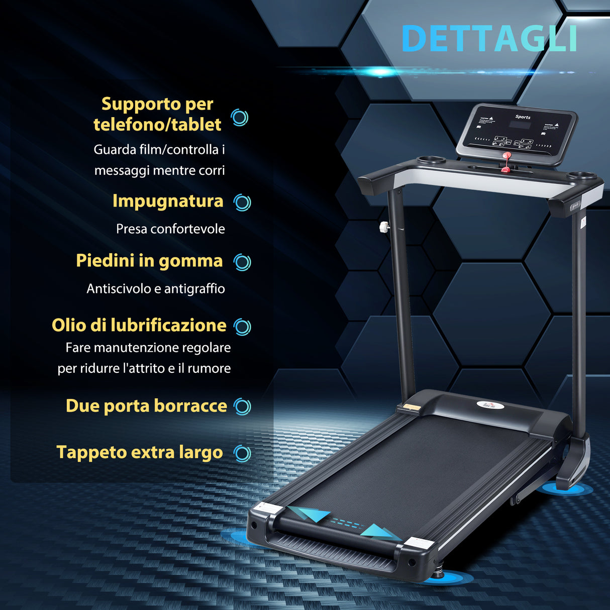 easycomfort easycomfort tapis roulant elettrico pieghevole 1 12km h motore 500w schermo lcd nero