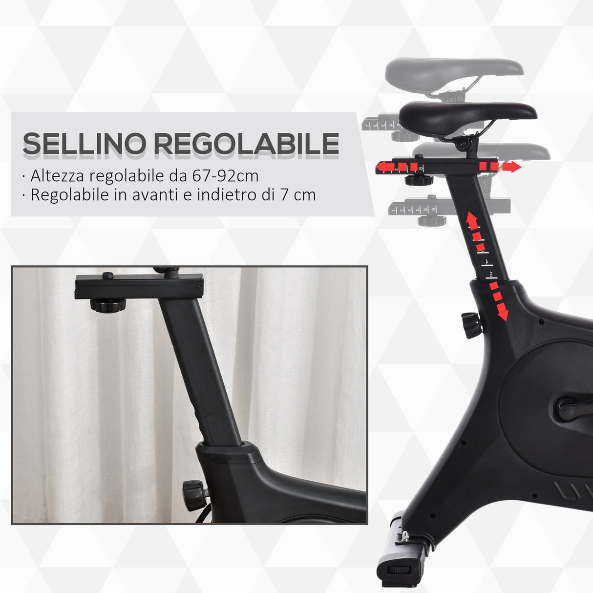 easycomfort easycomfort cyclette magnetica professionale da camera in acciaio e abs con sellino regolabile 100x50x116 126cm nero