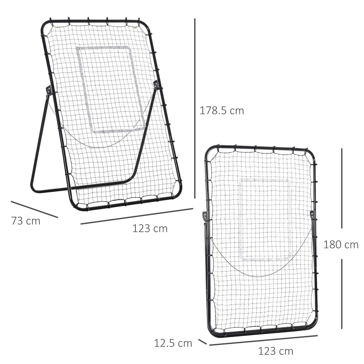 easycomfort easycomfort rete da calcio rebounder pieghevole con bersaglio altezza e angolazione regolabili metallo e pe 123x73x178 5cm nero