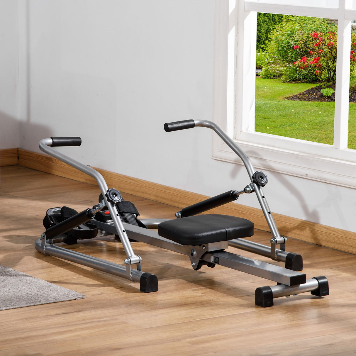 easycomfort vogatore pieghevole 4 livelli di resistenza e display acciaio e abs 129x70x70 cm