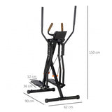 easycomfort cyclette ellittica con 4 livelli di resistenza monitor lcd e 2 ruote in acciaio e abs 90x62x150 cm nero