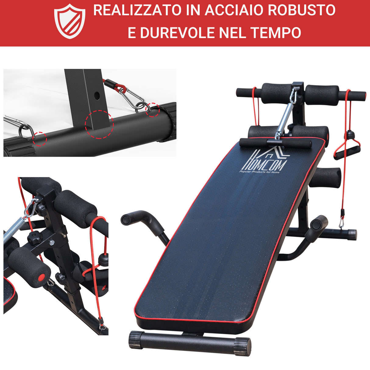 easycomfort easycomfort panca per addominali inclinata multifunzione e regolabile 56.5 x 135 cm
