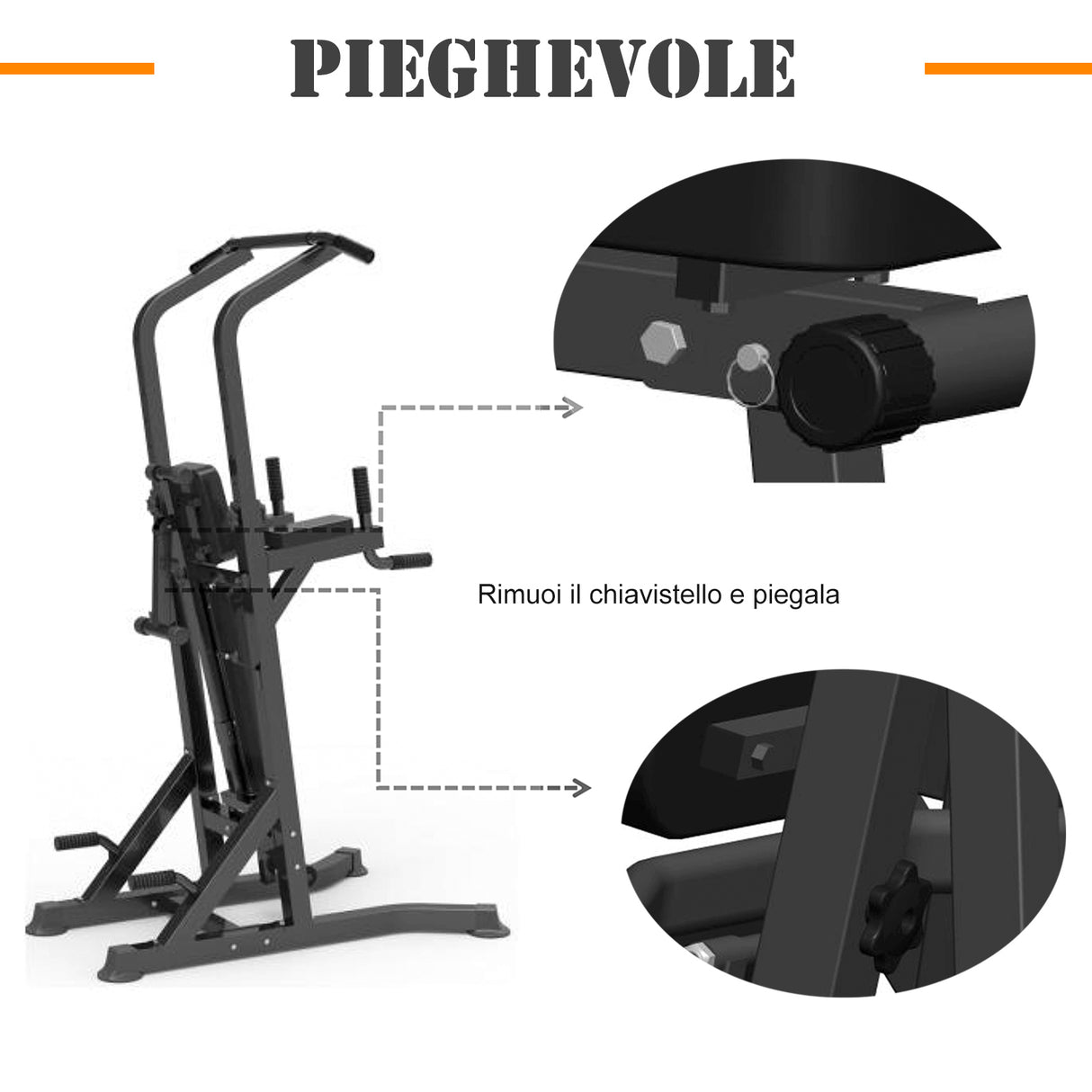 easycomfort easycomfort stazione di allenamento pieghevole multifunzionale in acciaio rosso e nero