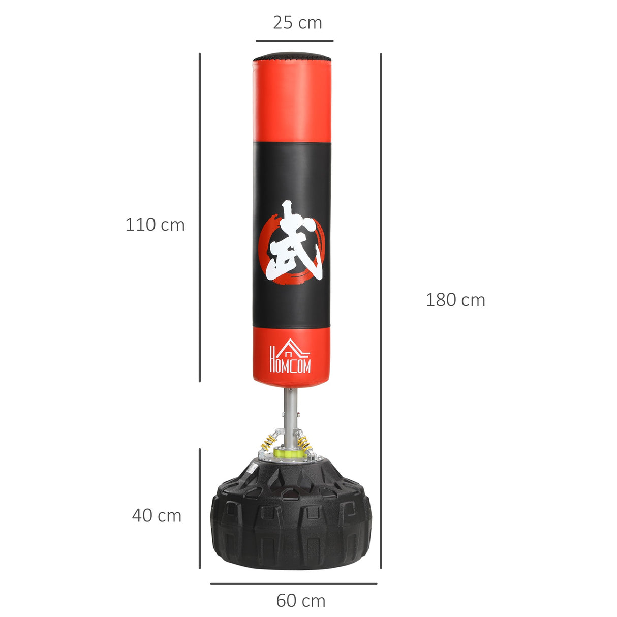 easycomfort easycomfort sacco boxe da terra con supporto per allenamento professionale a casa o in palestra nero e rosso 60 x 180 cm