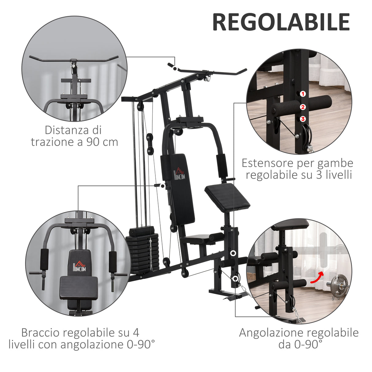 easycomfort easycomfort stazione fitness multifunzione per allenamento a casa e professionale in acciaio 148x108x207 cm nero