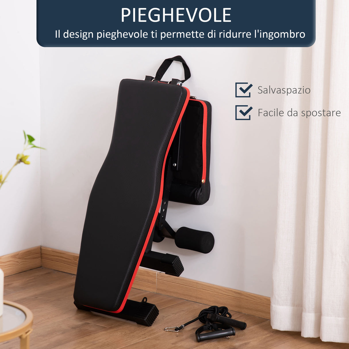 easycomfort easycomfort panca multifunzione per addominali e pesi inclinazione regolabile ed elastici 130x48x48 109cm nero