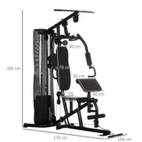 easycomfort easycomfort stazione fitness con pesi da 45kg in acciaio per allenamento a casa 170x104x205cm nero
