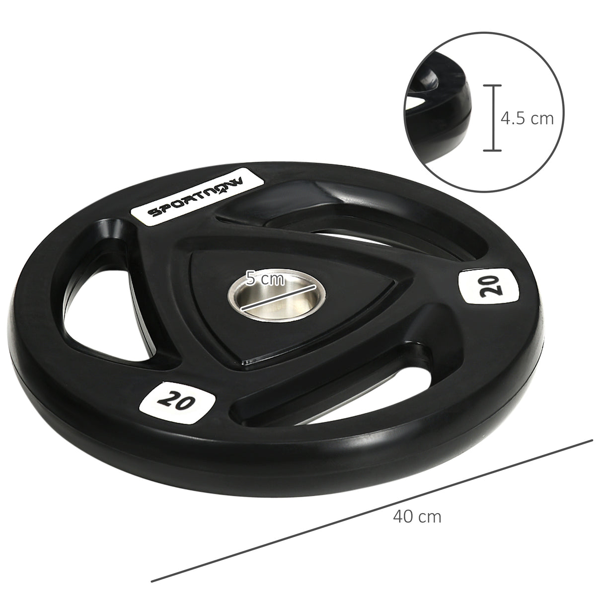 easycomfort set di 2 dischi pesi da 20kg in acciaio con rivestimento in gomma per bilanciere