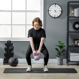 easycomfort easycomfort kettlebell 8kg in pu e sabbia con base piatta e impugnatura per stacchi squat e sollevamenti 18x10x20 cm rosa