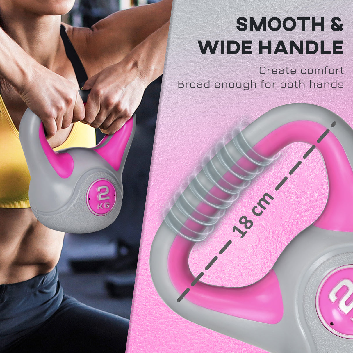 easycomfort easycomfort kettlebell 8kg in pu e sabbia con base piatta e impugnatura per stacchi squat e sollevamenti 18x10x20 cm rosa