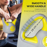 easycomfort easycomfort kettlebell 4kg in pu e sabbia con base piatta e impugnatura per stacchi squat e sollevamenti 18x12x20 cm giallo