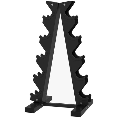easycomfort rastrelliera per manubri in acciaio a 5 livelli con inserti in plastica 35x33x66 cm nera
