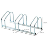 easycomfort rastrelliera portabiciclette parcheggio per 3 biciclette in acciaio 76x33x27 cm argento