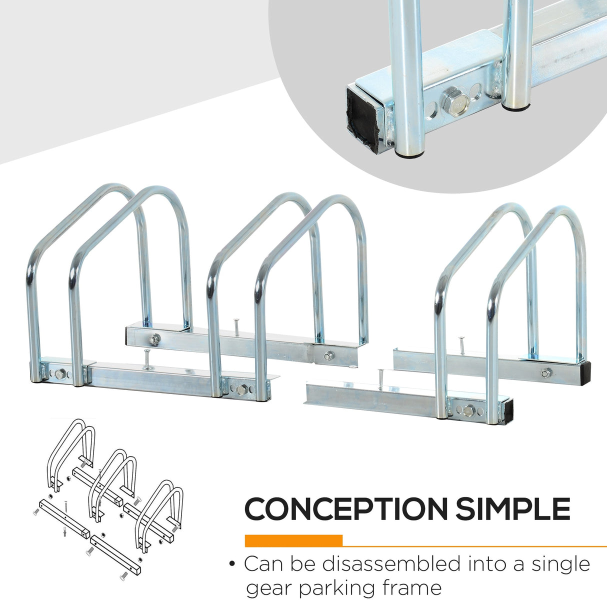 easycomfort easycomfort rastrelliera portabiciclette parcheggio per 3 biciclette tubi dacciaio 70 5 33 27cm argento
